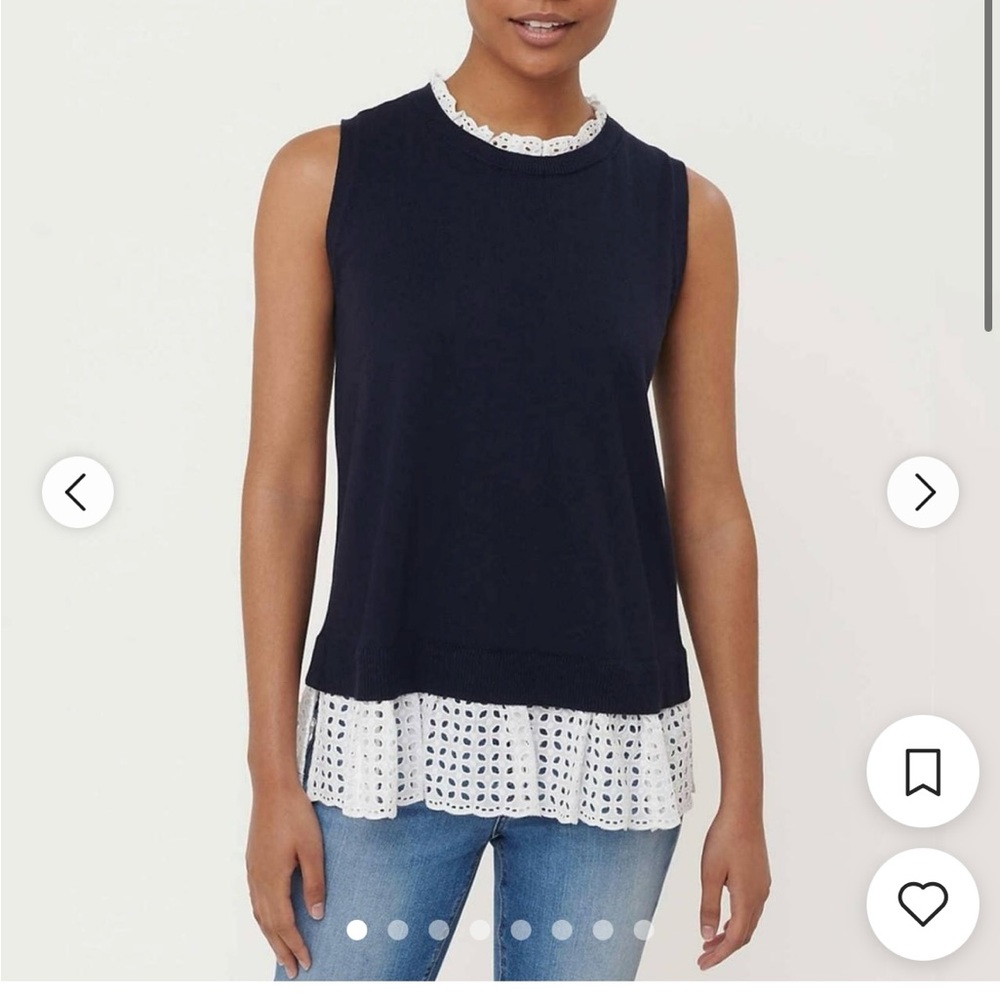 LOFT - Eyelet Mixed Media Sweater Tank